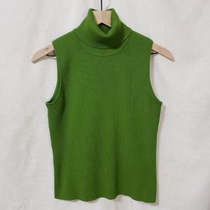 Peek & Peck Green Ribbed Sleeveless Turtleneck Sweater Size XL